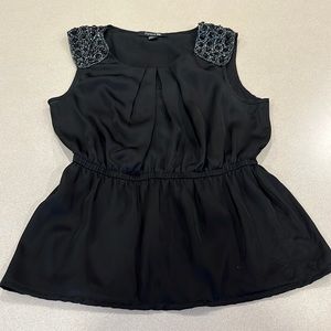 Gorgeous Forever 21 black sequined/beaded dress tank with elastic waist size L